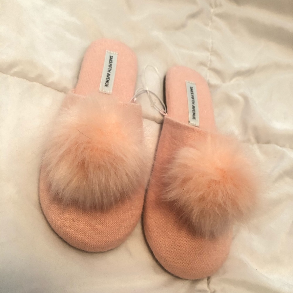 Pink fuzzy slippers